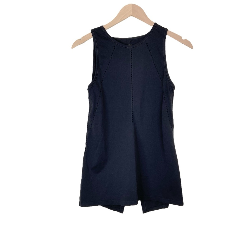 Athleta Foothill Crew Neck Split Back Sleeveless Top Black XS